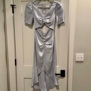 Song of Style Light Blue Checkered Midi Dress